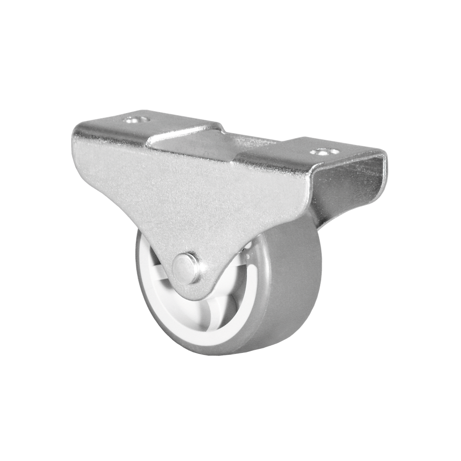 KARWEG Ø 40 mm Kastenbockrolle, weiche Lauffläche, flache Platte, drehbar.