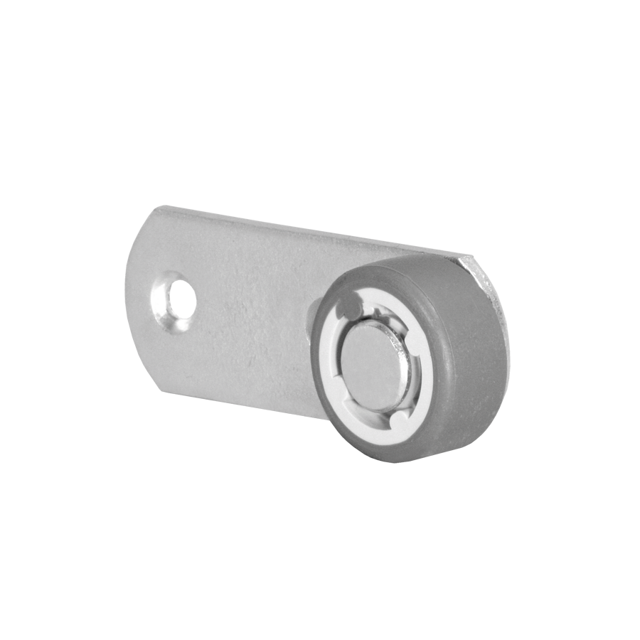 KARWEG Hebel 78 × 28 mm, Rolle Ø 50 mm, weiche Lauffläche, verzinkter Montagewinkel.