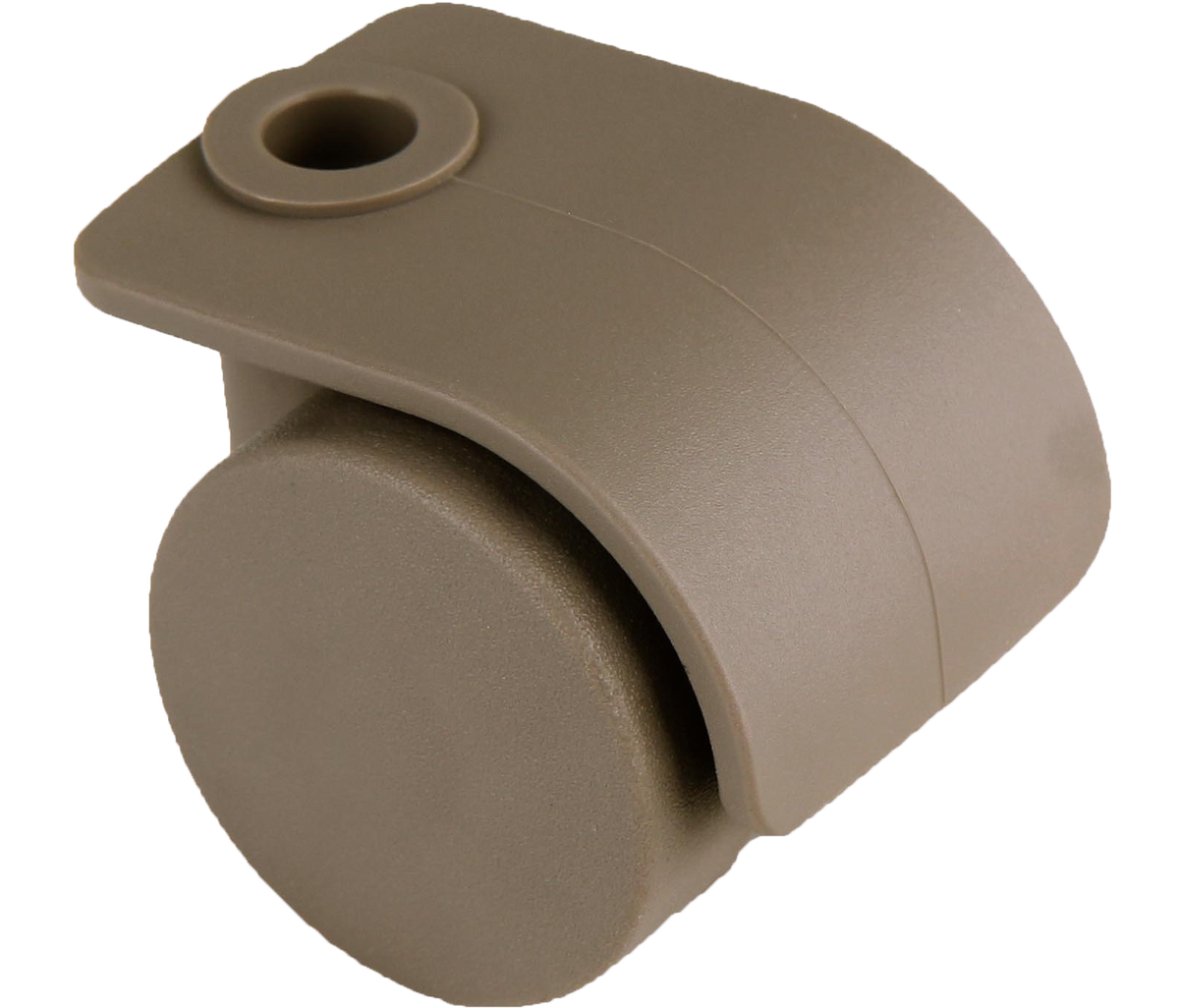 KARWEG Doppelrolle Ø 35 mm, harte Lauffläche, Bohrung Ø 8 mm, Staub – schräge Ansicht.