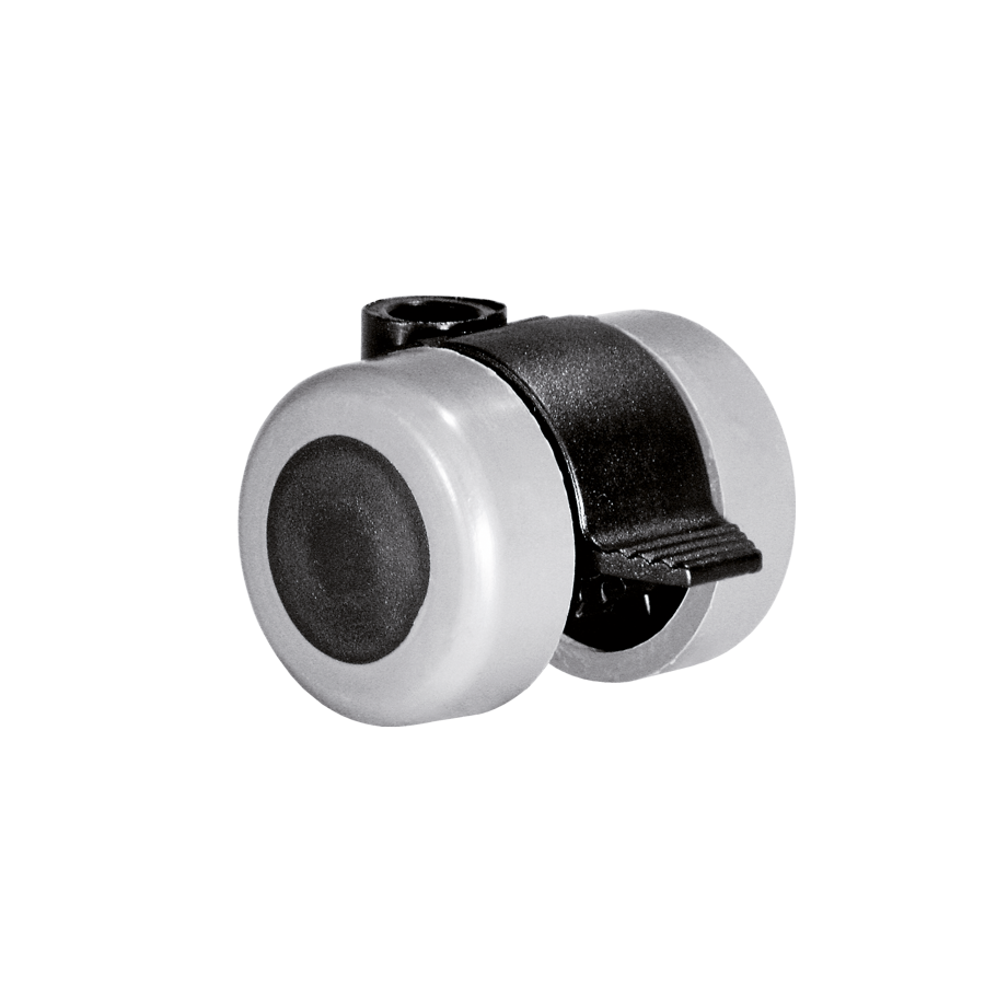 KARWEG Doppelrolle 35 mm grau: weiche Lauffläche, ideal für harte Böden, mit Feststeller.