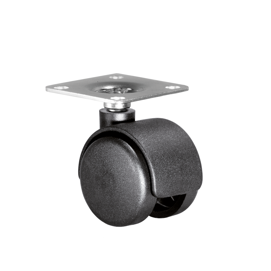 KARWEG Doppelrolle Ø 40 mm, harte Lauffläche, Anschraubplatte 40 × 40 mm.