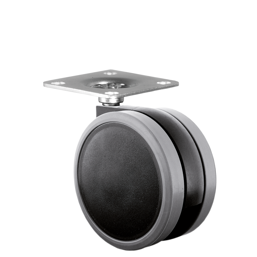 KARWEG Doppelrolle Ø 65 mm, weich, Platte 40 × 40 mm – ideal für Parkett.