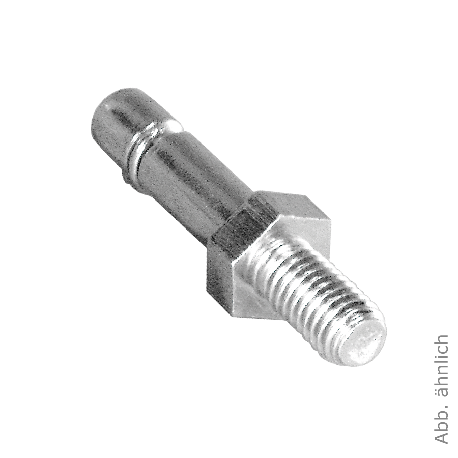 Gewindestift M8x15 mm, verzinkter Stahl, KARWEG GmbH & Co. KG, Nahaufnahme auf weißem Hintergrund.