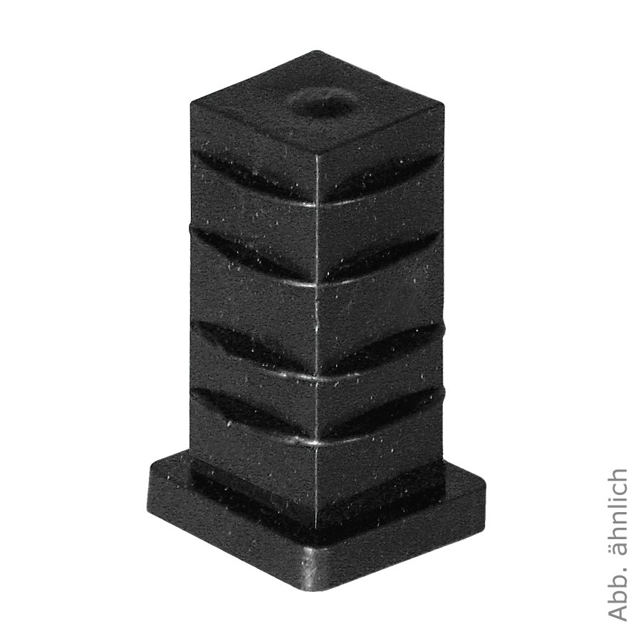 KARWEG Vierkantrohrhülse 2580Q25 25 x 25 x 1,5 mm, mit Kappe, vierkantiger Sockel, auf weißem Hintergrund.