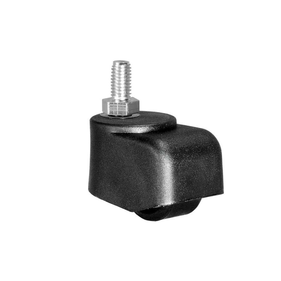 Walzenrolle Ø 25 mm, harte Lauffläche, Gewindestift M10 × 15 mm von KARWEG, mit Sechskantmutter.