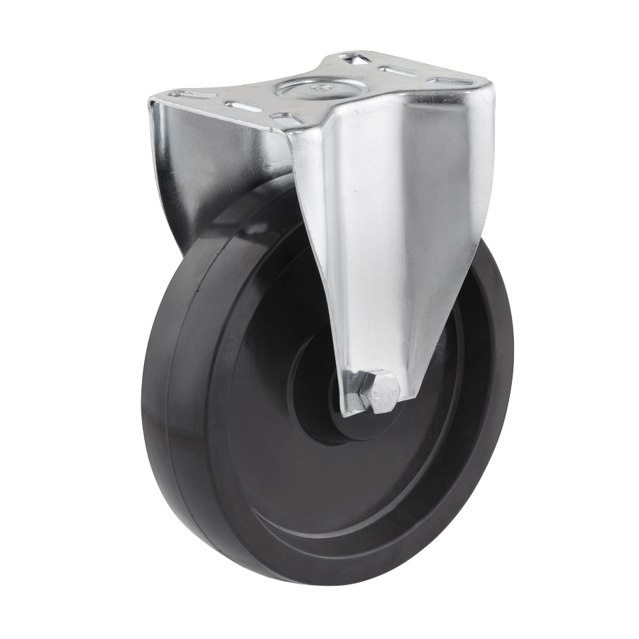 KARWEG Ø125 mm Bockrolle aus Duroplast, Gleitlager, hitzebeständig, mit Anschraubplatte.