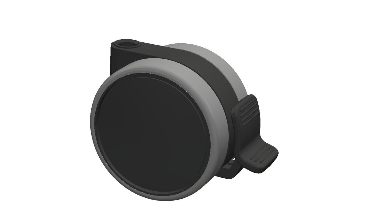 KARWEG Doppelrolle 75 mm, schwarz, weich, mit Feststeller und durchgehender Achse.