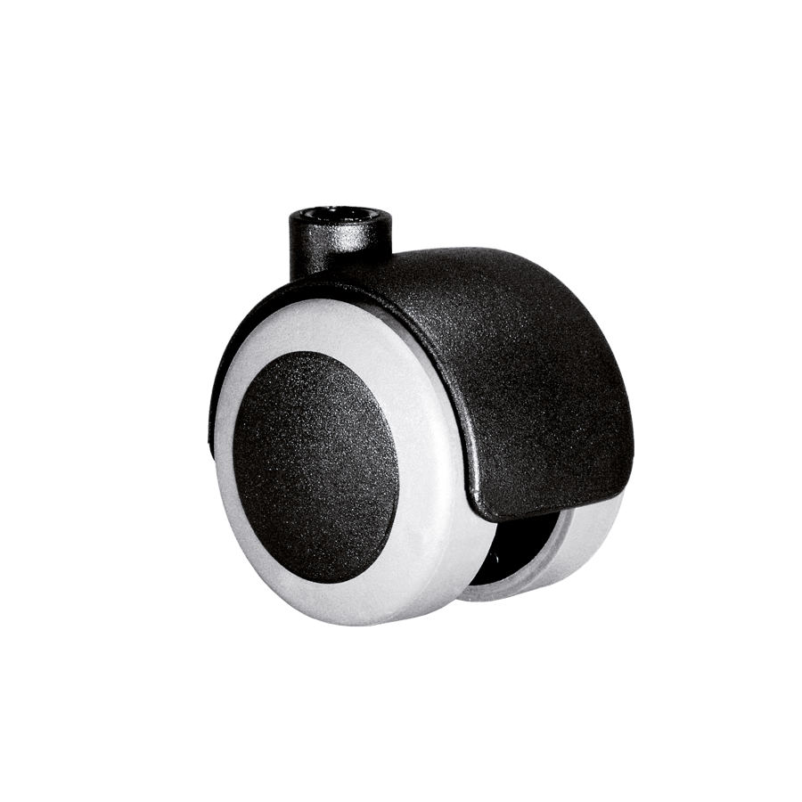 KARWEG Doppelrolle Ø 50 mm, weiche Lauffläche in Grau, ideal für harte Böden, weißer Hintergrund.