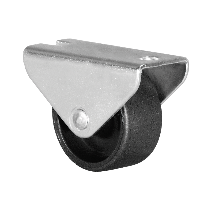 KARWEG Ø 32 mm Kastenbockrolle mit harter Lauffläche, abgebildet auf weißem Hintergrund.