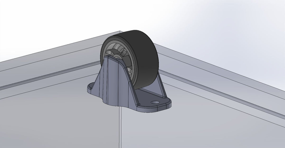 3D-CAD: KARWEG Kastenbockrolle Ø 40 mm, weiche Lauffläche, flache Auflage.