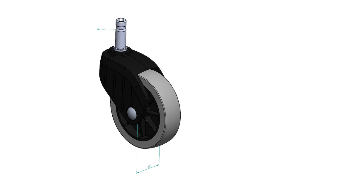 KARWEG 3D-Modell: Ersatzteil Lenkrolle Ø 75 mm, Bolzen Ø 10 mm für Kärcher S 4/S 6/Twin.