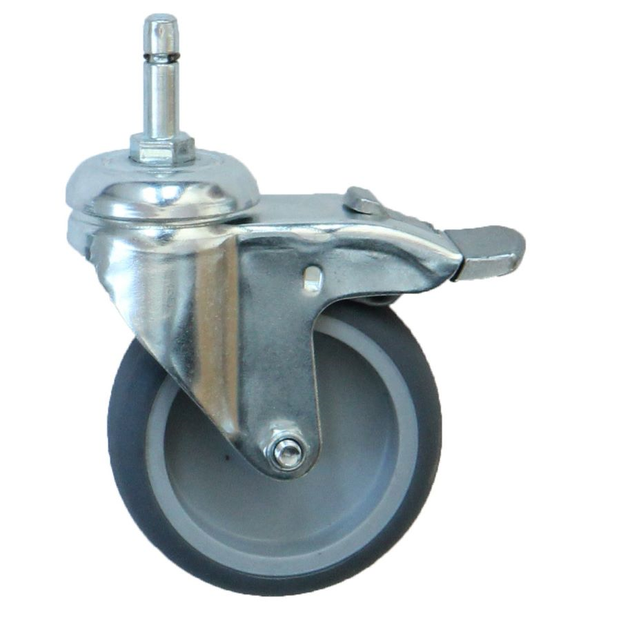 KARWEG 4er-Set Rollen Ø 75 mm mit Bremse, für Rundrohr 13 mm, geräuscharm, Feststeller.