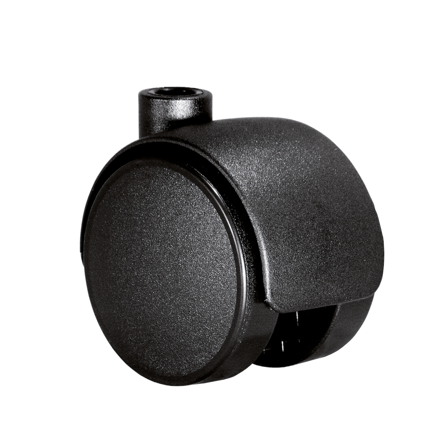 KARWEG Doppelrolle Ø 50 mm, harte Lauffläche, Bürostuhlrolle für Teppichboden, schwarz.