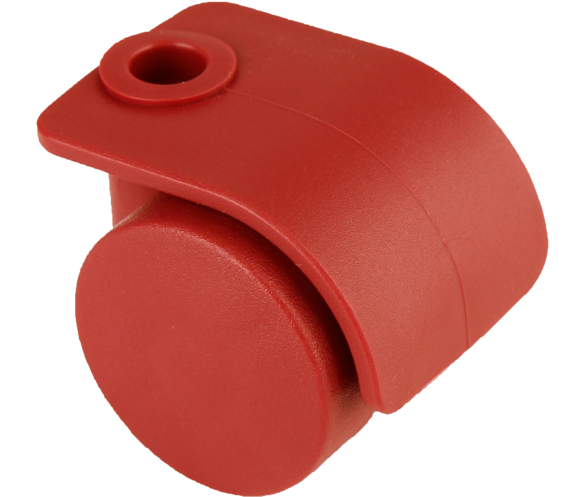 KARWEG Doppelrolle 35 mm, harte Lauffläche, Bohrung 8 mm, rot, schräge Ansicht.