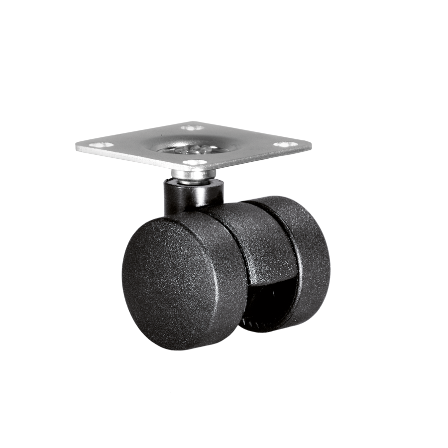 KARWEG Doppelrolle Ø 35 mm, harte Lauffläche, Anschraubplatte 40 × 40 mm.