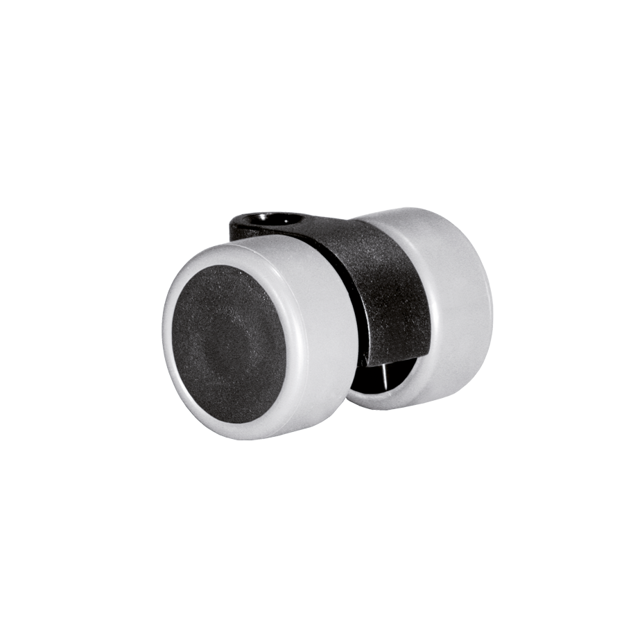 KARWEG Doppelrolle Ø 30 mm, weiche graue Lauffläche, ideal für harte Böden.