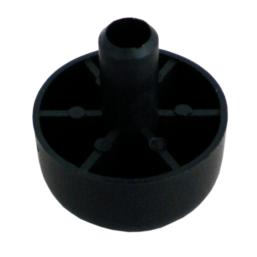 KARWEG Möbelgleiter, schwarz, Kunststoff, Ø 45 × 25 mm, Ansicht von oben: Rohr in der Mitte, radiale Rillen.