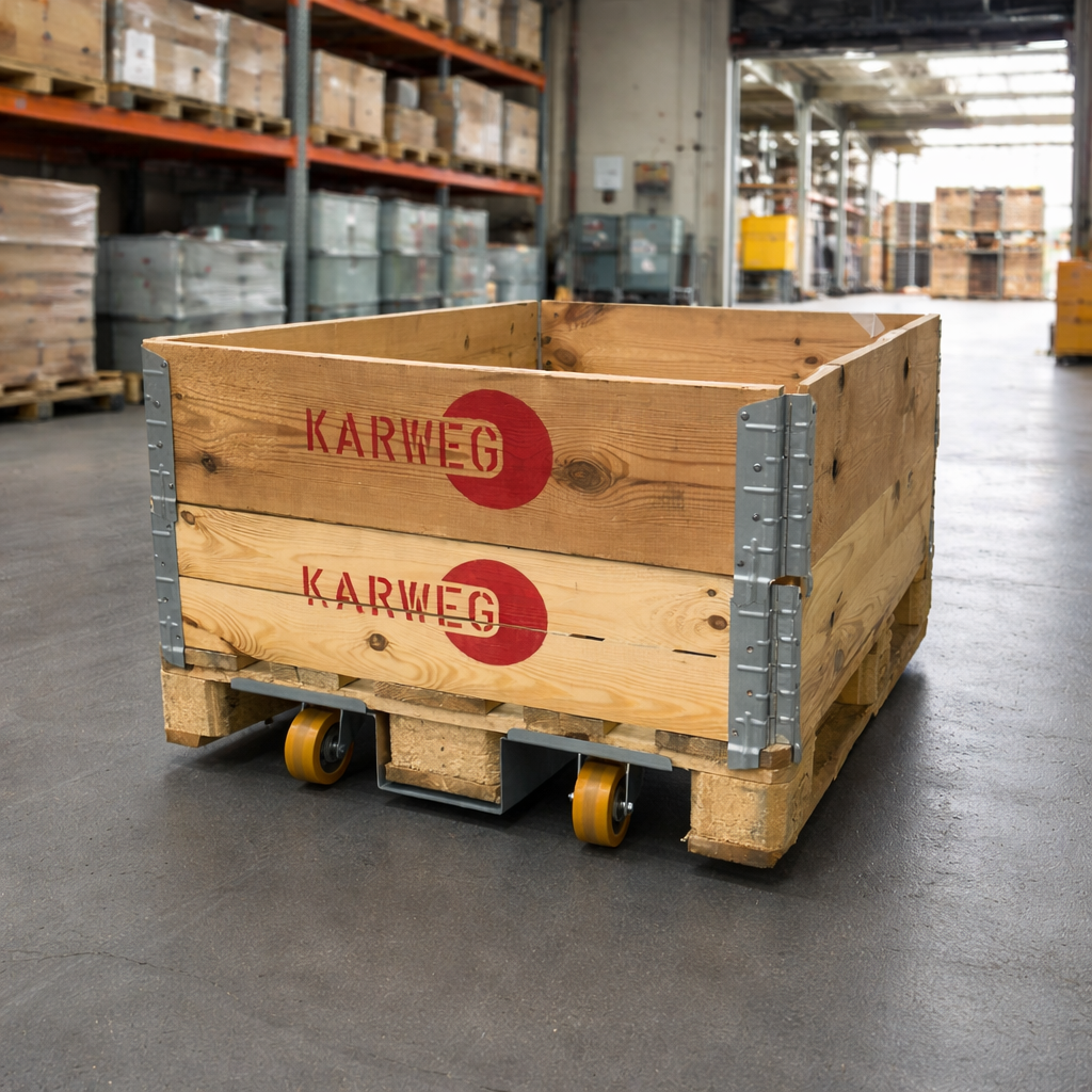 KARWEG Palettenroller, 2er-Set für Euro-Paletten, fertig montiert mit Lenkrollen.