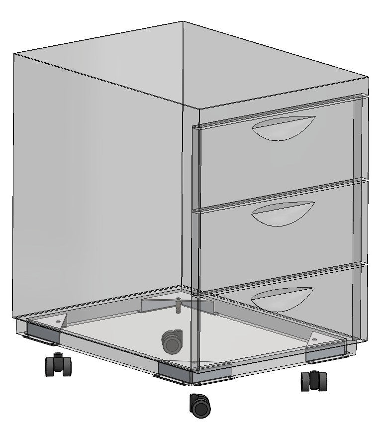 Eckwinkel mit Rolle Ø 35 mm, weiche Lauffläche von KARWEG GmbH & Co. KG, dargestellt als Drahtgittermodell.