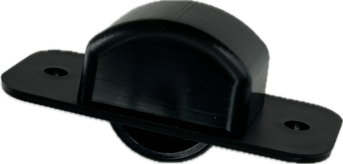 KARWEG schwarze 25-mm-Bettkastenrolle, Stahlachse Ø 8 mm, harte Lauffläche, Kunststoffgehäuse.