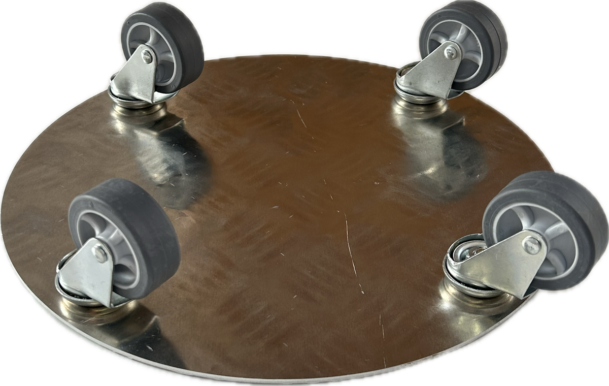 KARWEG Pflanzenroller Ø 300 mm, Aluminium-Riffelblech, 4 x Ø 50 mm Geräterollen, fertig montiert.
