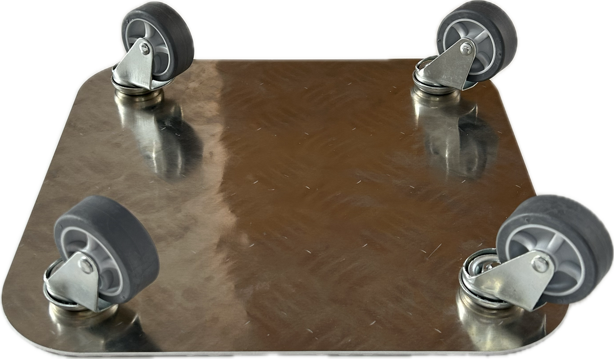 KARWEG Pflanzenroller 290 x 290 mm, Aluminium-Riffelblech, 4 x Ø 50 mm Geräterollen, fertig montiert.