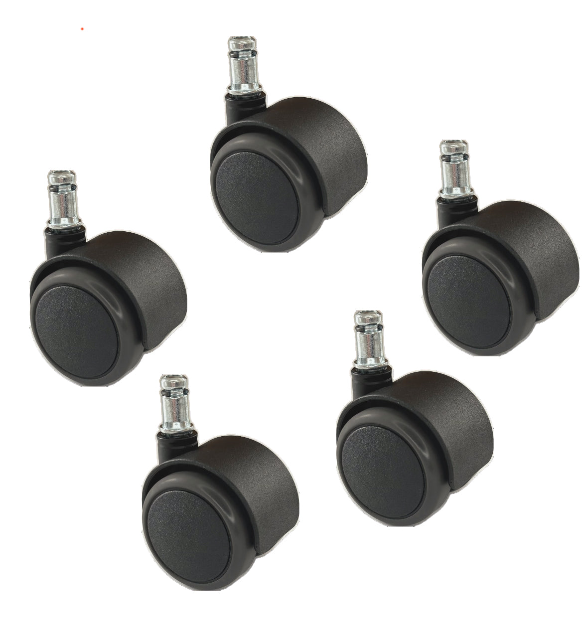KARWEG Satz Bürostuhlrollen Ø 50 mm, Stift Ø 10 mm, 5er-Set, für alle Bodenbeläge.
