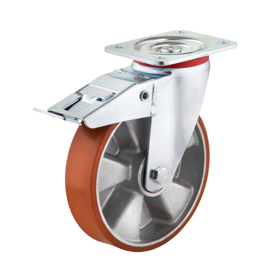 Lenkrolle aus Aluminium, Ø 100 mm, Feststeller, Anschraubplatte, KARWEG GmbH & Co. KG, Abb. ähnlich.