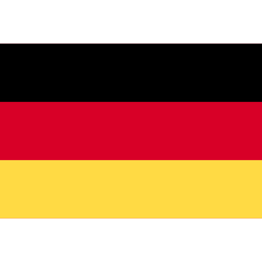Die deutsche Flagge mit horizontalen schwarzen, roten und goldenen Streifen.